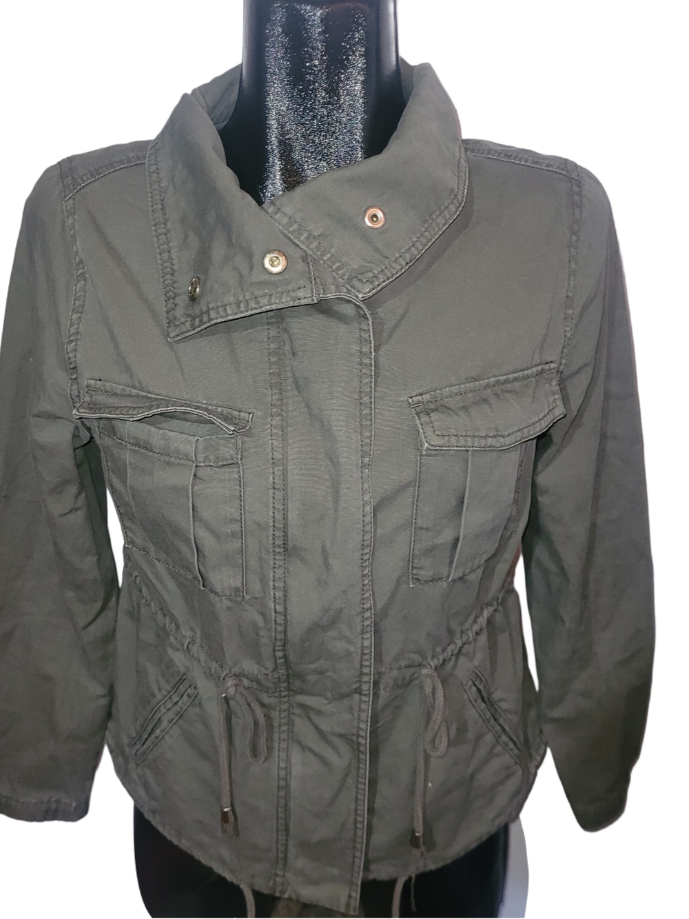 Old Navy Drawstring Waist Olive Green Cotton Utility Jacket Size S